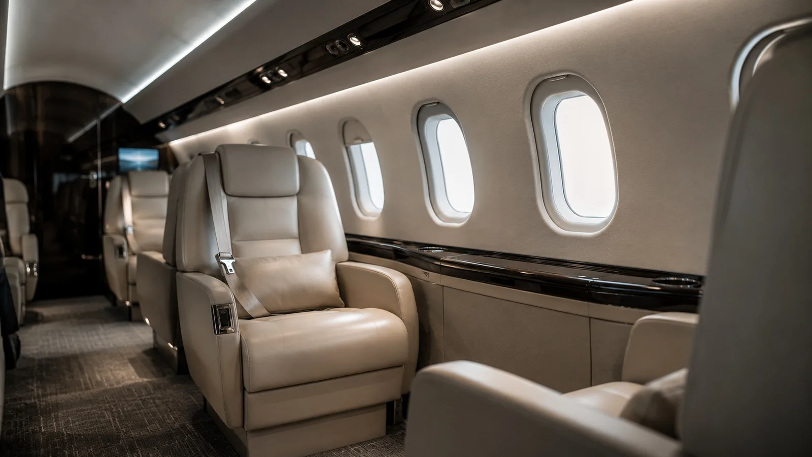 Aircraft cabin interior cleaned and detailed